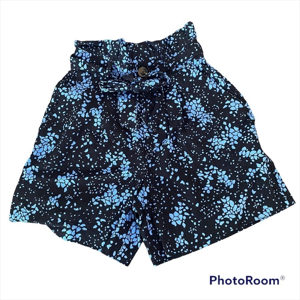 Women’s Floral High-Rise Shorts Who What Wear Black Blue Size 2 - Picture 4 of 6